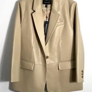 BCBGMaxAzria Tan Vegan Leather Blazer